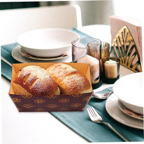 Vista 2 de HOMSFOU Bandeja de pastel corrugado, mini pan, papel de regalo de Navidad, pan, pan, pan, sartenes, rectángulo, tazas decorativas, papel de embalaje