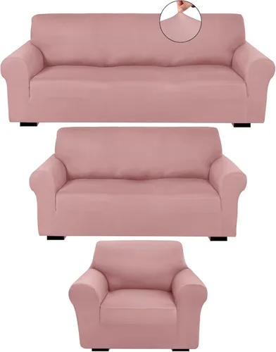 Vista 12 de Peryiter Juego de 3 Fundas para Sofá, Cubiertas de Muebles para Sofá, Loveseat, Sillón, Ajuste de Forma Elástico, Sin Arrugas, Protector de Muebles