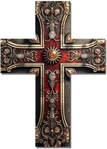 Vista 18 de Imahoocool Decoración de pared de cruz de fe cristiana, Crucifijo de Jesús Dios, Cruz de madera, letrero de pared cristianismo fe colgante de madera