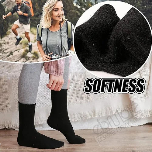 Vista 3 de Gpooy 4 pares de calcetines de lana merino para hombres y mujeres, calcetines de senderismo de lana cálida, calcetines de invierno súper gruesos