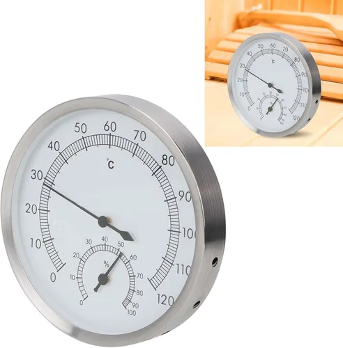 Vista 4 de Termómetro higrómetro de madera 2 en 1, higrómetro para sala de vapor, sauna, accesorios Fahrenheit