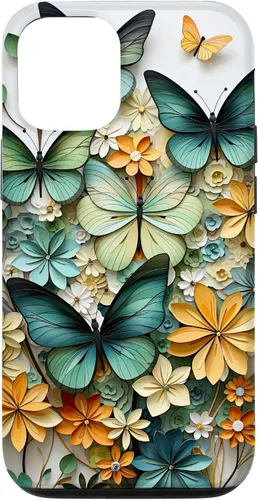 Vista 28 de iPhone 16 mariposa estética mariposas verdes naturaleza acuarela caso