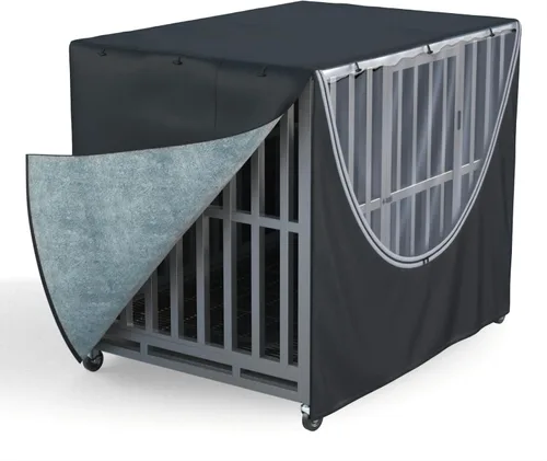 Vista 7 de Funda para jaula para perros de metal para todo tipo de clima, protección para interiores y exteriores, resistente al viento, lluvia, resistente al