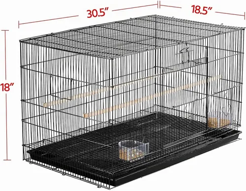 Vista 7 de Topeakmart Pet Products - Jaulas rectangulares apilables para pájaros pequeños, loros, periquitos, cacatúas, conures, periquitos, agapornis Negro