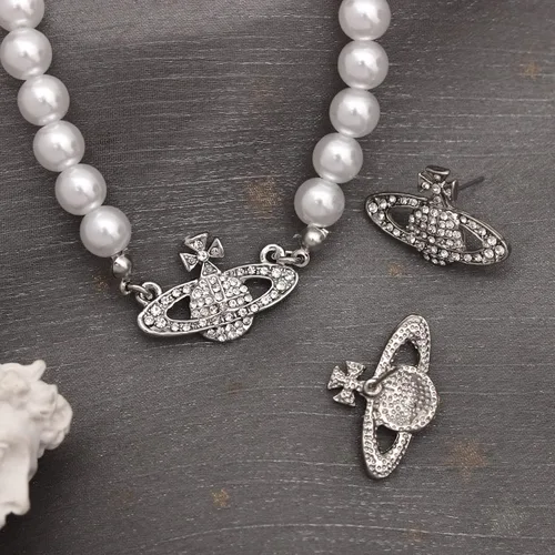 Vista 3 de SFE Juego de 4 gargantillas de perlas artificiales para mujer, juego de joyas de perlas para mujer, accesorios de perlas de boda, conjunto de joyas