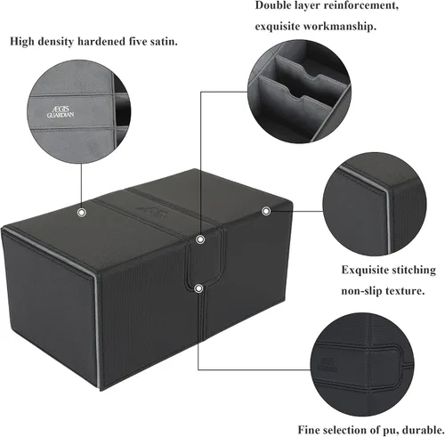 Vista 2 de AEGIS GUARDIAN - Caja de cartas para MTG con 3 bandejas, caja de cubierta Commander con capacidad para más de 200 cartas de doble manga, piel 1-3