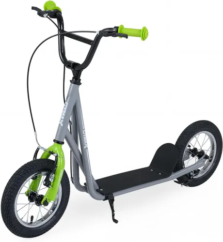 Vista 11 de GYMAX Patinete todoterreno para niños y adultos con ruedas inflables de 12 pulgadas, manillar de altura ajustable, frenos de mano tipo V y clavijas
