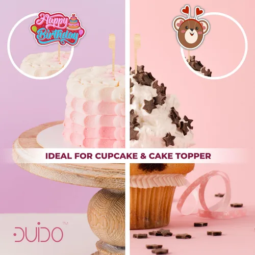 Vista 5 de Palillos de bambú para decoración de cupcakes – 3.5 pulgadas (paquete de 500) palillos de dientes para aperitivos – Palitos de decoración