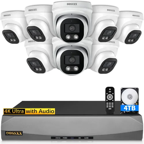 Vista 11 de Sistema de cámara de seguridad 4K PoE, 6 cámaras domo con cable para exteriores e interiores, gran angular de 130°, NVR de 8 canales con disco duro