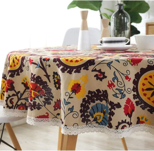 Vista 9 de Bringsine - Mantel de lino lavable, diseño vintage, varios tamaños