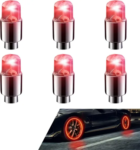 Vista 9 de 4 PCS Luces LED para Tapas de Vástago de Válvula de Neumático, Flash Giratorio con Visibilidad de 360 Grados, Luces de Rueda Impermeables para Azul