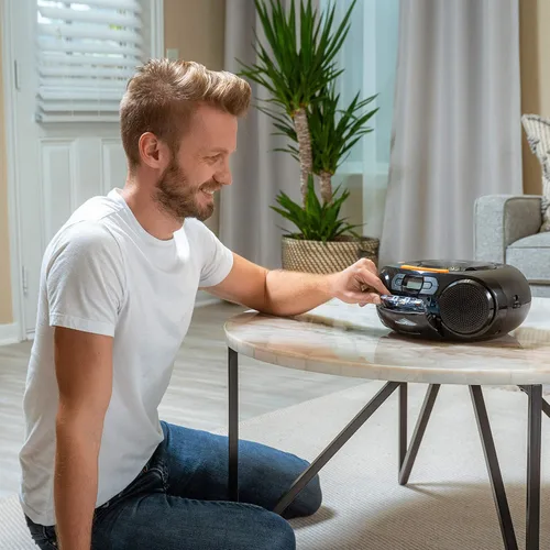 Vista 5 de Philips Reproductor de CD portátil Boombox - Reproductor de MP3 portátil y reproductor de cinta de casete, sistema de sonido estéreo compacto Boom