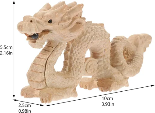 Vista 5 de ABOOFAN Estatua de madera china Feng Shui tallada de madera natural estatua de dragón escultura estatua de dragón buena suerte 2024 año año nuevo