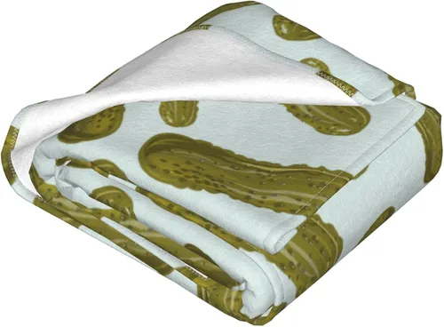 Vista 2 de Cobija de pepinos encurtidos, manta de cama suave, ligera y acogedora manta de franela de felpa para sofá o dormitorio, 60 x 50 pulgadas