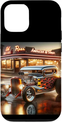 Vista 28 de Classic Hot Rod Retro Vintage Custom Hotrod Car Illustration Case for iPhone 17