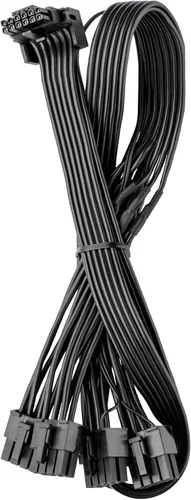 Vista 8 de CableMod Basics C-Series 12VHPWR Cable PCI-e de 90 grados StealthSense para Corsair - Variante A (negro, 16 pines a doble 8 pines, 23.6 in)