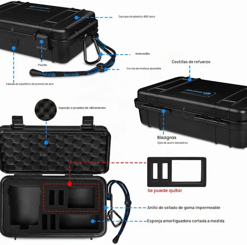 Vista 3 de Lekufee Estuche rígido impermeable de viaje para DJI Osmo 360, batería y otros accesorios (solo funda y bolsa)