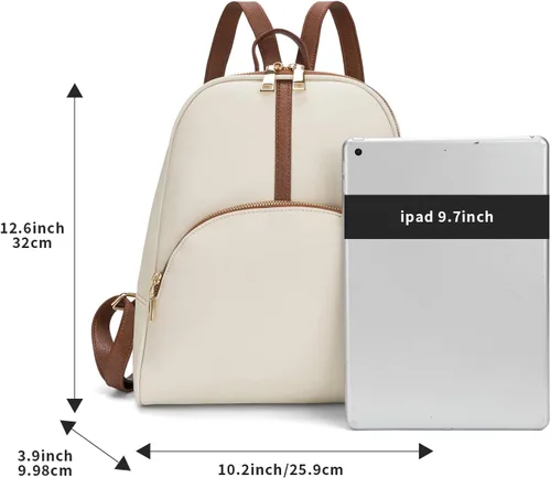 Vista 5 de seyfocnia Mochila de viaje para mujer beige, Beige, Computadora portátil