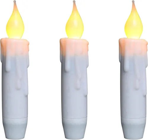 Vista 13 de CVHOMEDECO. Velas cónicas parpadeantes LED, velas sin llama con goteo, operadas por batería con temporizador, blancas, 4-3/4 pulgadas, juego de 2