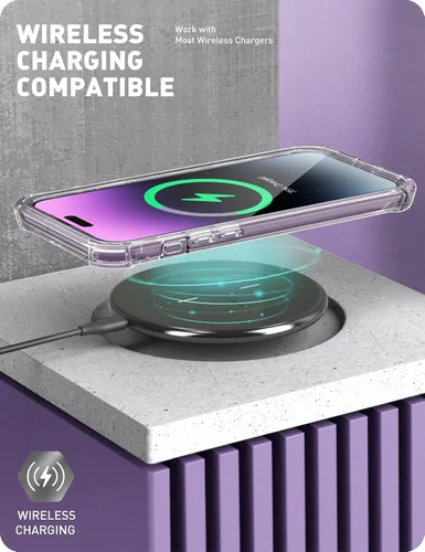 Vista 6 de i-Blason Ares - Funda diseñada para iPhone 14 Pro de 6.1 pulgadas (versión 2022), funda transparente resistente de doble capa con protector