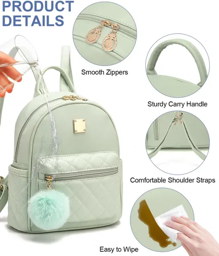 Vista 42 de Mini mochila de moda para niñas, bolso pequeño lindo de cuero a cuadros para mujer, mochilas pequeñas, Negro -, Mini mochila de moda para niñas