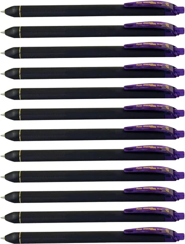 Vista 11 de Pentel EnerGel Kuro - Bolígrafo de gel líquido, (punta de 1/32 pulgadas - 0.7 mm) línea media, tinta negra, paquete de 12 (BL437R1-A)