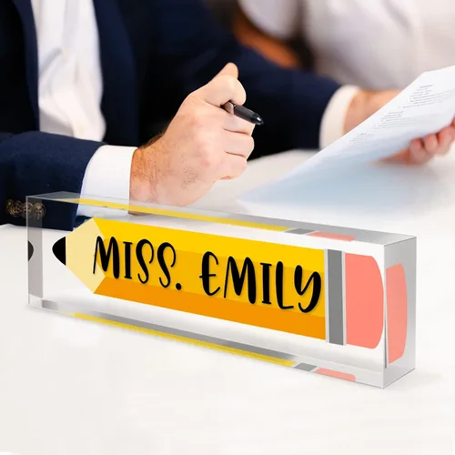 Vista 46 de Gowelly Placa de nombre personalizada para escritorio de oficina, placas de nombre personalizadas para escritorio, regalos personalizados