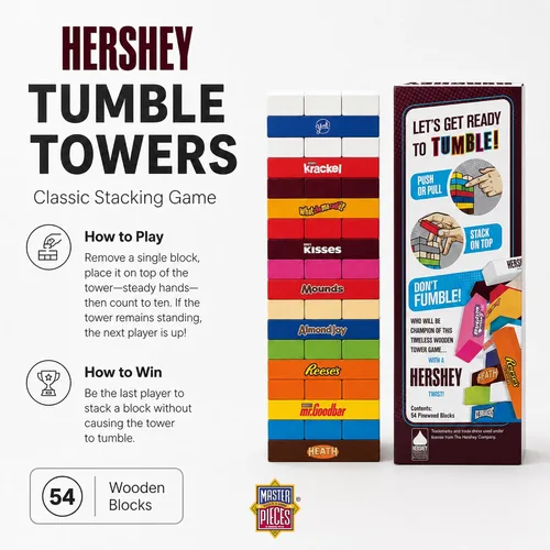 Vista 4 de Masterpieces Family Games – Hershey's Wood Block Tumble Tower – Producto