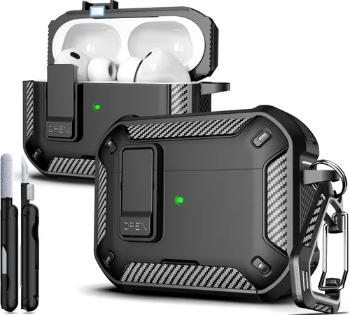 Vista 31 de R-fun Funda de carga compatible con AirPods de 2ª generación 2019, 1ª generación 2016, protección completa contra caídas, tapa desplegable