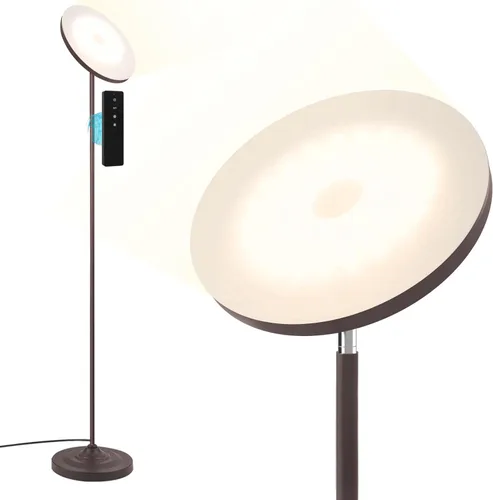 Vista 9 de hanaking Lámpara de pie brillante de 30W/2600LM con control remoto, lámpara de pie Torchiere que cambia de color RGB, ajuste continuo