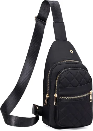 Vista 29 de Banelu Pequeña mochila bandolera bandolera para mujeres y hombres, bolsa pequeña bandolera bandolera bolsa cruzada riñoneras bandoleras - negro