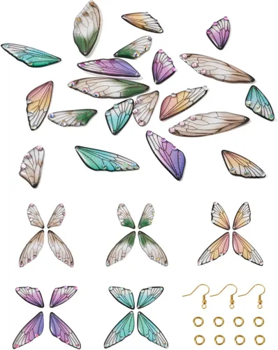 Vista 17 de Craftdady Colgantes de Resina de Alas de Mariposa y Alas de Hada - Lindos Colgantes Colgantes de Animales y Dijes de Hongos - Dijes Degradados