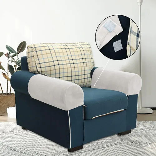 Vista 13 de XMNTG Juego de 2 fundas elásticas para reposabrazos de color beige, terciopelo suave, antimanchas, lavables para sillas, sofá, sillón reclinable
