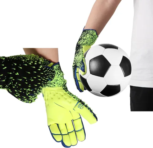 Vista 3 de Guantes de portero de fútbol, guantes de entrenamiento de portero, agarre fuerte, antideslizantes y transpirables para adultos y niños