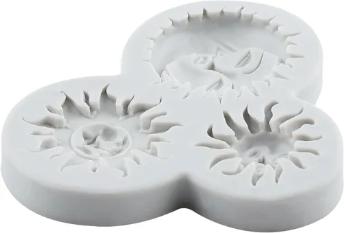 Vista 7 de Molde de silicona para fondant de cara de sol y luna, moldes de caramelo de chocolate para decoración de cupcakes de chocolate, decoración