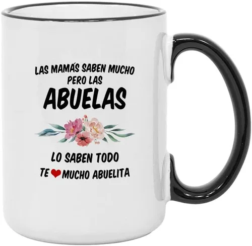 Vista 9 de Casitika Las Mamás Saben Mucho Pero Las Abuelas Lo Saben Todo. Taza de café Abuela – Regalo para la abuela española, divertida taza de cerámica