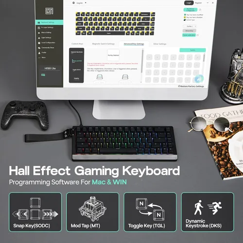 Vista 4 de EPOMAKER HE68 Lite Hall Effect Gaming Keyboard, 8k Polling & 128K Scan Rate, 0.005mm Adjustable Trigger, 0.125ms Latency, 5-Layer Sound-Dampened