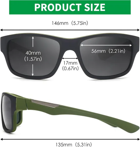 Vista 6 de JIM HALO Gafas de sol deportivas polarizadas recicladas para hombres y mujeres, persianas de espejo rectangulares clásicas para correr, pescar