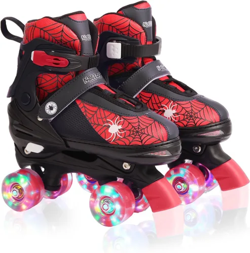 Vista 9 de Patines de ruedas Nattork para niños y niñas, patines cuádruples ajustables en 4 tallas para niños con ruedas iluminadas, genial regalo