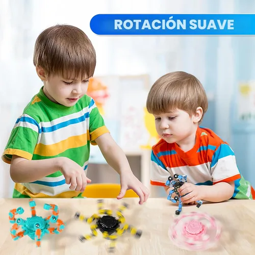 Vista 6 de Fidget Spinners Transformables, 8 Piezas de Juguetes Sensoriales Divertidos para Adultos, Cadena Deformable DIY Robot Spinner, Juguete Giroscopio