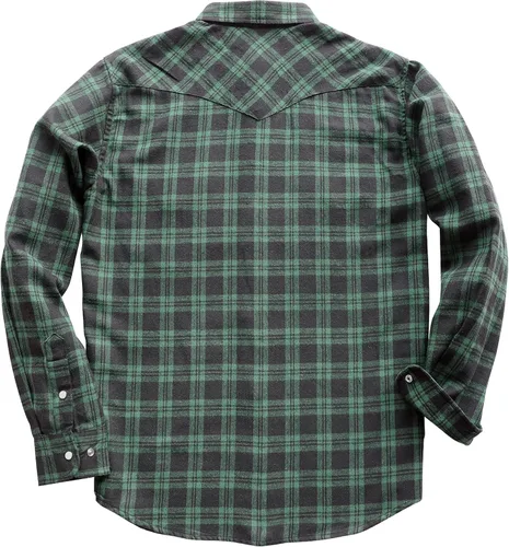 Vista 2 de Dubinik Camisa de franela para hombre, estilo vaquero occidental, con botones y perlas, para hombre, manga larga, vintage, a cuadros