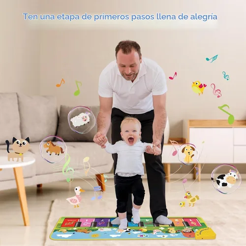 Vista 6 de FOKI - Alfombrilla para piano de piso, juguetes para bebés y niños pequeños Azul claro