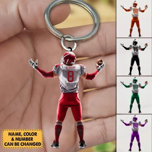 Vista 3 de Llavero de acrílico personalizado del fútbol americano gran idea de regalo de Navidad para el jugador de fútbolamante, Varios