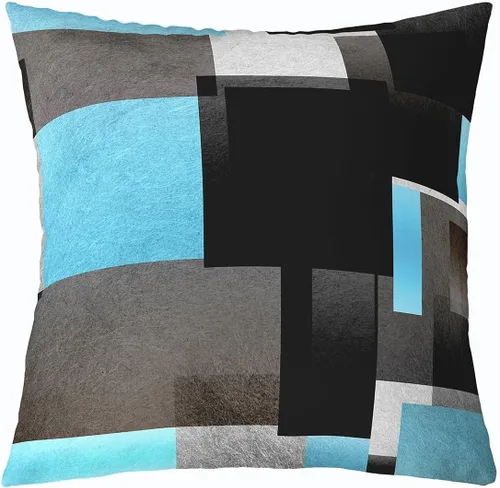 Vista 10 de Paquete de 4 fundas de almohada para exteriores, color rojo burdeos, juego de fundas de cojín geométricas cuadradas de color marrón y gris