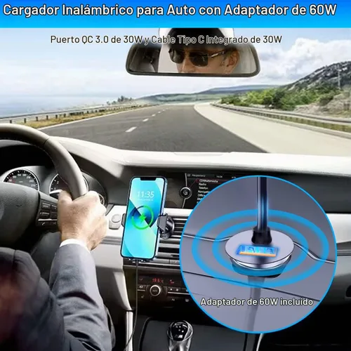 Vista 2 de Soporte de cargador de coche inalámbrico para Samsung Galaxy Z Fold 8 7,15W Negro con cargador de coche de 60 W