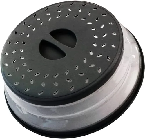 Vista 9 de Cubierta para placa de microondas de 10.5 pulgadas, redonda, ventilada, plegable, a prueba de salpicaduras con mango de fácil agarre, apta
