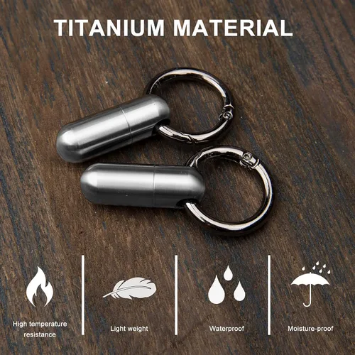Vista 2 de Pastillero para llavero, pastillero pequeño de titanio, portátil, pastillero de viaje para bolso, cartera, bolsillo, impermeable, organizador
