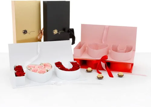Vista 3 de UNIKPACKAGING Caja rellenable con forma de letra "I Love You", con forros de plástico, para arreglos florales de lujo (rojo)