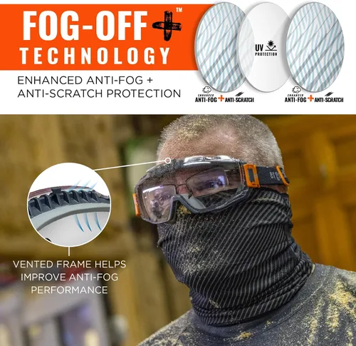 Vista 4 de Ergodyne Skullerz MODI - Gafas de seguridad protectoras OTG, ventilación indirecta, antiniebla, resistentes a los arañazos