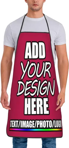 Vista 31 de Delantal personalizado personalizado para añadir nombre, foto, texto, logotipo, cocina ajustable para cocinero para hombres y mujeres